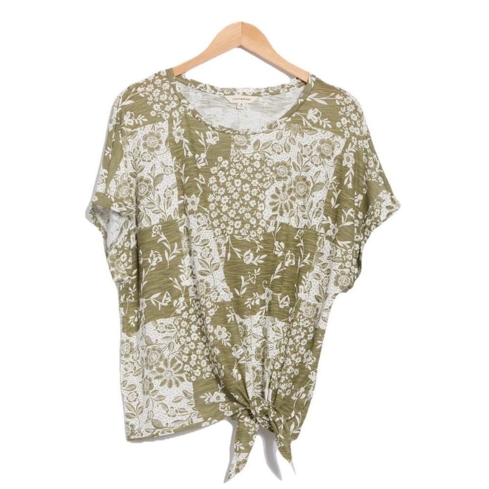Lucky Brand Plus Size Shirt With Tie Plus Size 3x * NWT* Green And Cream